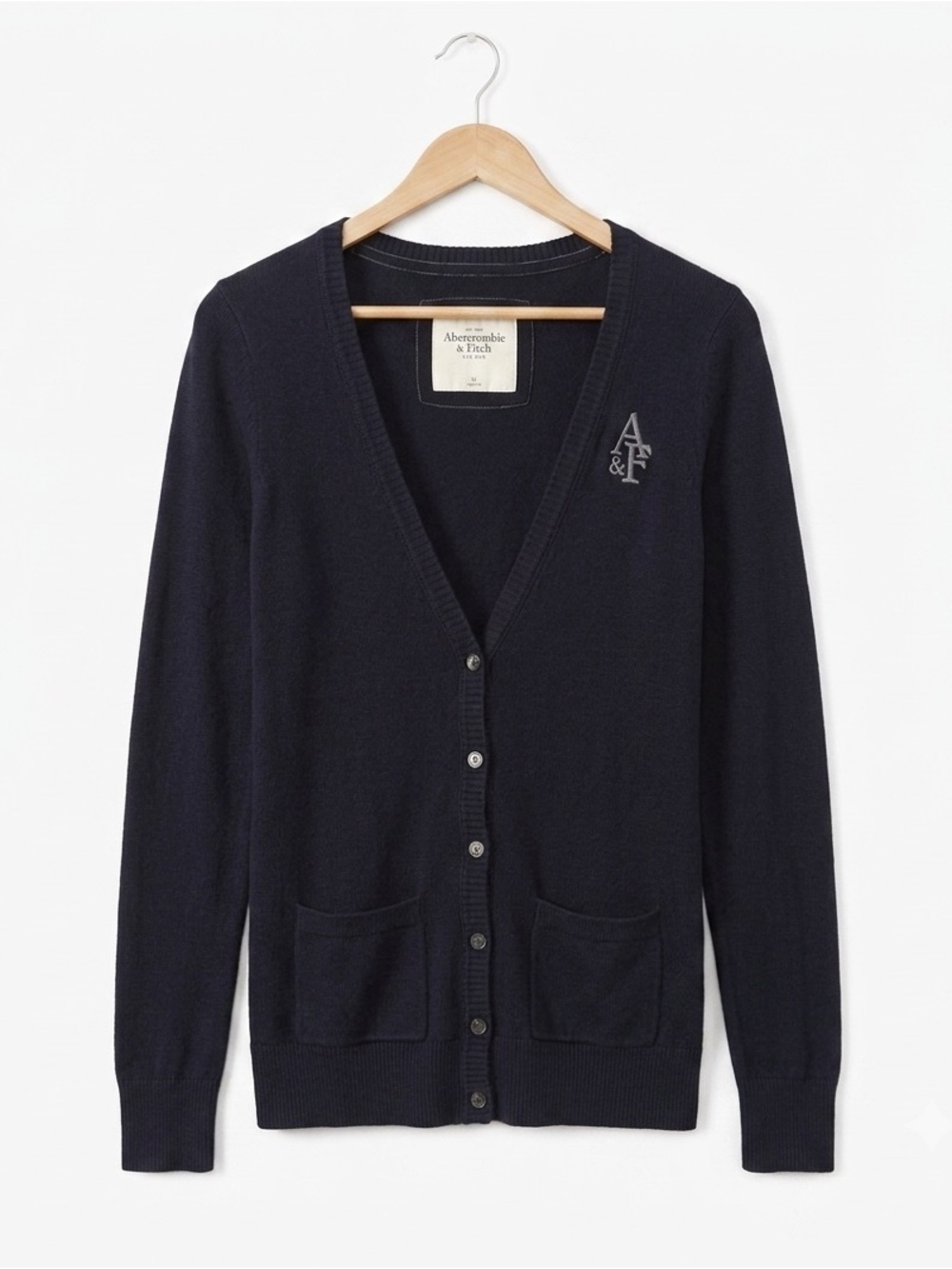 Abercrombie & Fitch LARGE Women’s Collegiate Navy Cardigan V Neck